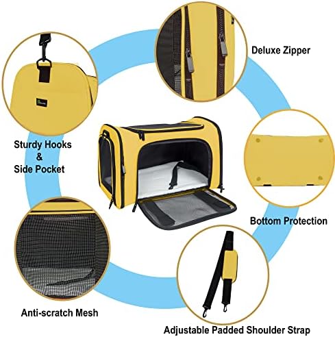 Soft Sided Carrier for Small Medium Cats Dogs, TSA Airline Approved Collapsible - Image 6