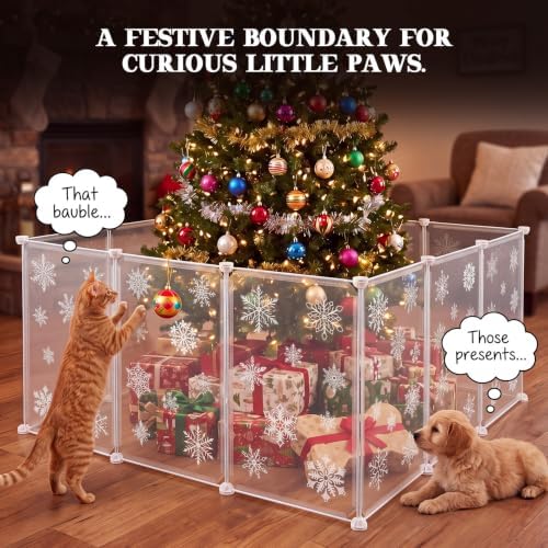 Yookeer Christmas Tree Fences, 12 Panels Clear Pet Fence for Christmas Tree - Image 4