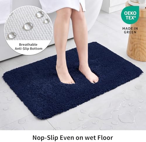 Disolla Navy Blue Bathroom Rugs 24x36, Non-Slip Plush Thick Bath Mat - Image 3
