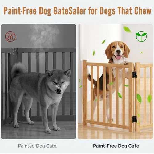YOCAN Non-Painted Wooden Freestanding Dog Gates -5 Panels L:115" H:23" - Image 2