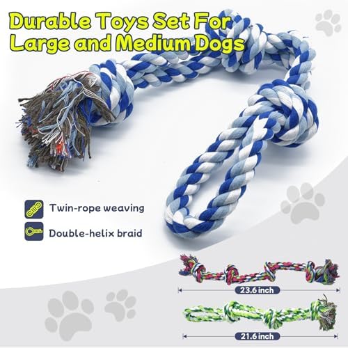 Rocfish Dog Rope Toys for Aggressive Chewers, Nearly Indestructible Tug of War - Image 2