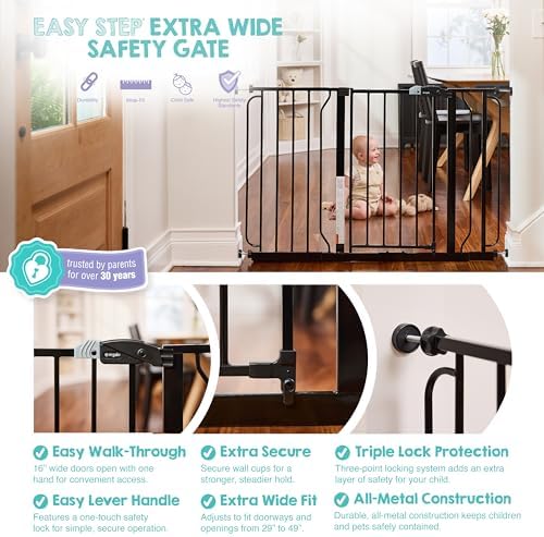 Regalo Safety 29"-49" Extra Wide Baby Gate, Bottom of Stairs & Doorways - Image 3