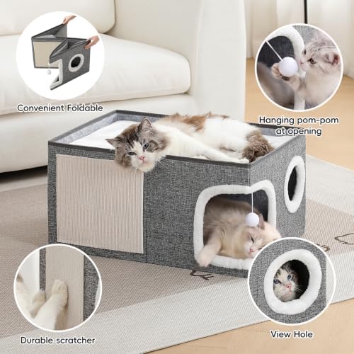 Extra-Wide Cat House for Indoor Cats, Large Cat Bed - Image 3