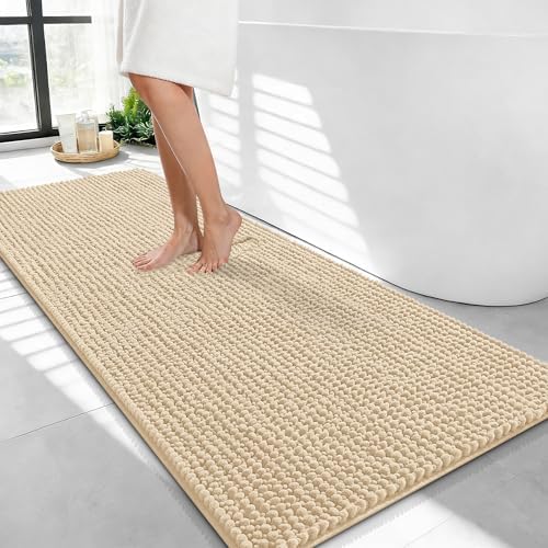 OLANLY Thick Chenille Bathroom Runner Rugs 44x24, Absorbent Bath Mat by OLANLY