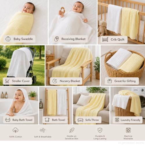 Aablexema Muslin Baby Blanket 6-Layer 43"x43" - Image 6