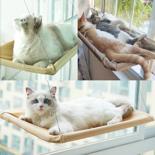 Khaki Cat Window Hammock Perch Cat Safety Sunny Bed - Image 4