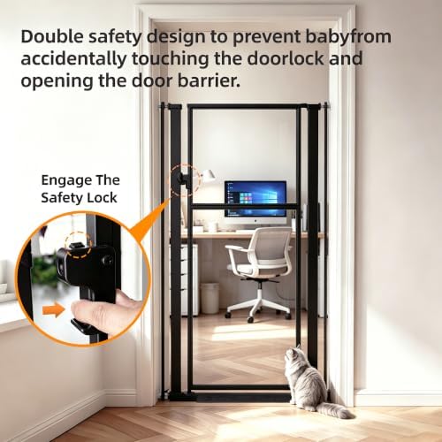 56" Extra Tall Clear Cat Gate, 29.5‑33.5" Wide Pet Gate - Image 5