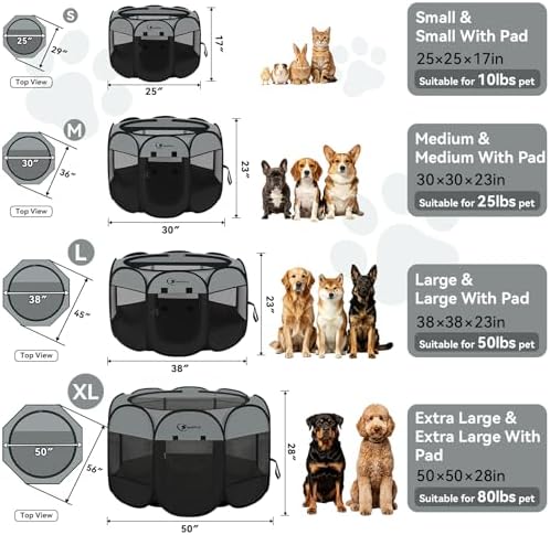 Siedihit Dark Grey Dog Cat Playpen, Puppy Pet Playpen, Small Dogs Tent - Image 2
