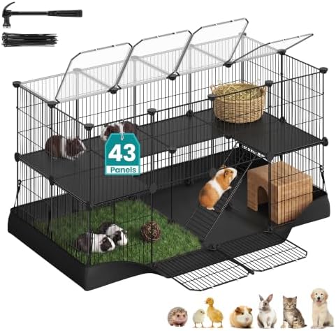 SONGMICS Pet Playpen, 2-Tier Steel Pen by SONGMICSbySONGMICSHOME