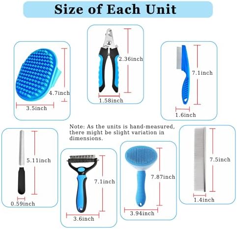 7PCS Dog Grooming Brush Kit for Shedding and Matted Fur, Self-Cleaning Slicker - Image 5