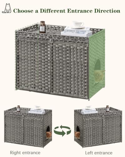SETVSON Cat Litter Box Enclosure Furniture, Handwoven PE Rattan - Image 6