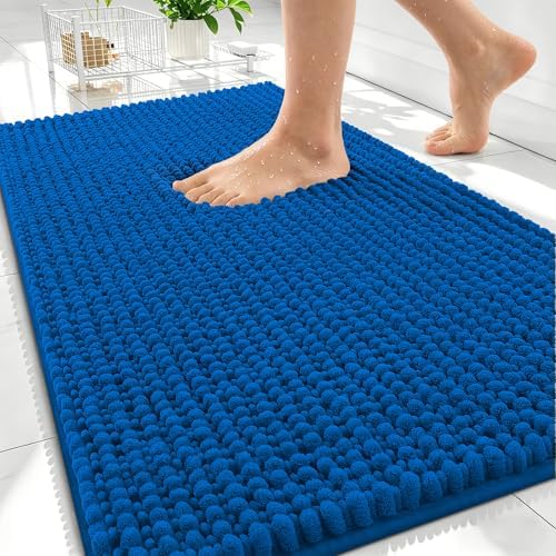 OLANLY Thick Chenille Absorbent Bathroom Rugs Mat 30x20, Deep Navy Blue by OLANLY