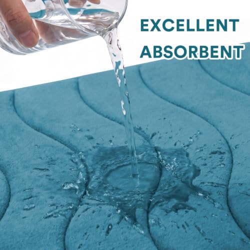 Flamingo P Dark Teal Bath Mat 47x17 Extra Long Quick Dry Washable - Image 4