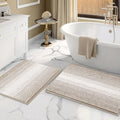 BSICPRO Bathroom Rugs Sets 2 Piece, Non Slip Boho Bath Mats, Light Taupe by BSICPRO