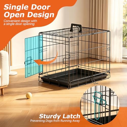 FDW | 18" Foldable Metal Dog Crate | Black | Cage - Image 5