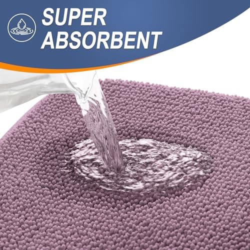 OLANLY Memory Foam Bathroom Runner Rug 70x24, Absorbent Long Mat, Deep Plum - Image 3