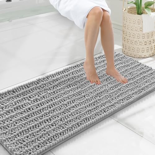 Smiry Bathroom Rugs 47X20, Extra Soft Rubber Backing Chenille Bath Mats by Smiry