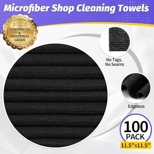 Microfiber Cleaning Cloth, 100 Pack Black Cleaning Rags Microfiber Towel Bulk - Image 2
