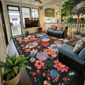 Black Brown Floral Area Rug 8x10 by WelcometoBabovid