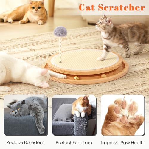 LMUGOOS Cat Scratcher, Cat Natural Sisal Scratching Pad, Kitten Interactive Toy - Image 3