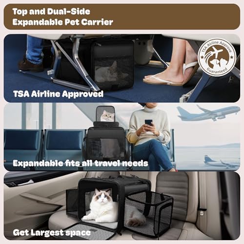 Top and 2 Sides Expandable Cat Carrier 18x11x11 TSA Airline Approved - Image 2