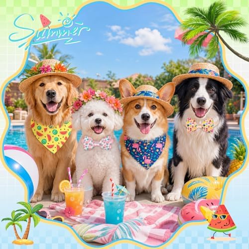 100 Pcs Summer Bandanas Bulk for Dogs Hawaiian Collar Lover Gift - Image 5