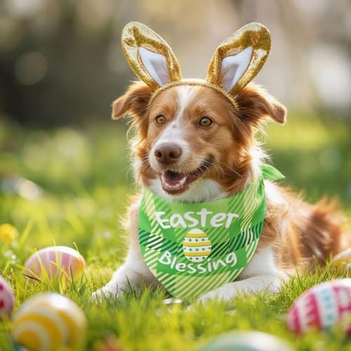 60 Pcs Easter Dog Bandanas Bulk Bunny Dog Bandanas Adjustable Puppy Bibs Triangle Scarf Holiday Pet Costume for Small Medium Pet (Bunny Pattern, Large) - Image 4