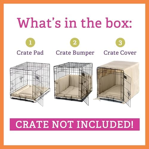 Pet Dreams 3-Piece Set Includes Dog Crate Cover, Dog Mat & Bumper Pad- Washable - Image 2