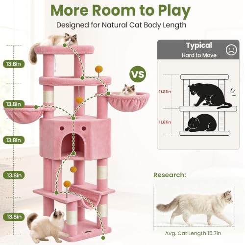 Cat Tree Tower for Indoor Large Adult Cats, 73in Tall Heavy Duty - Image 4