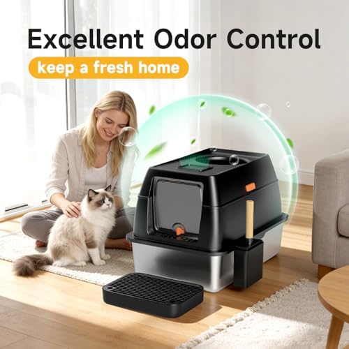 XL Enclosed Stainless Steel Litter Box - Image 5