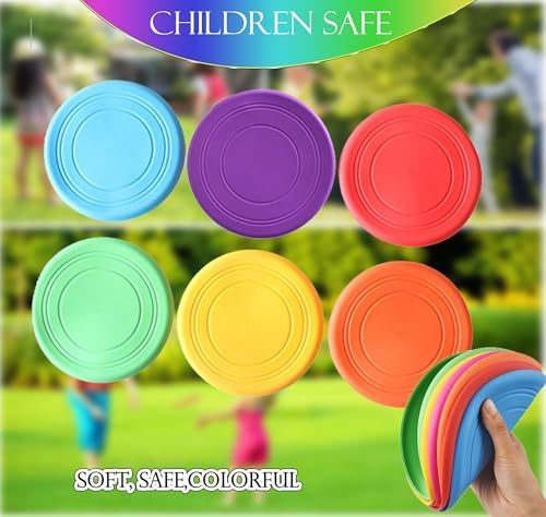 Kids Flying Disc Soft Silicone Colorful 6 Pack Bulk Outdoor Game Disk Flyer - Image 2