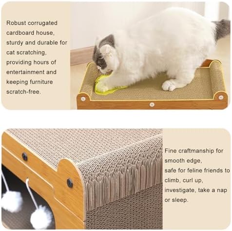 Cat Scratcher Cardboard House, 2 Floor Kitty Scratching Pad Lounger Bed - Image 5
