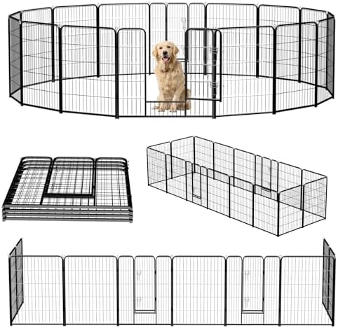 NEWBULIG Dog Playpen Indoor 40 Inch 16 Panels, Metal Outdoor Dog Fence Pen by NEWBULIG