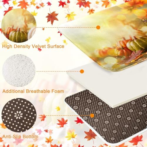 Arttown Bathroom Rug Set of 3, Bath Mats Fall Thanksgiving Pumpkins - Image 3