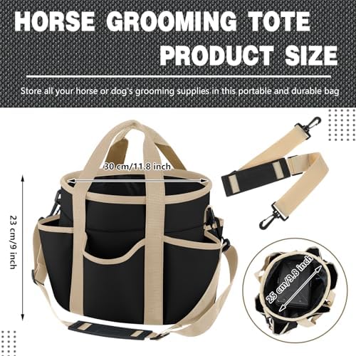 Abbylike Grooming Tote, 10.63 x 10.63 x 9.45 Inch, Khaki and Black - Image 2