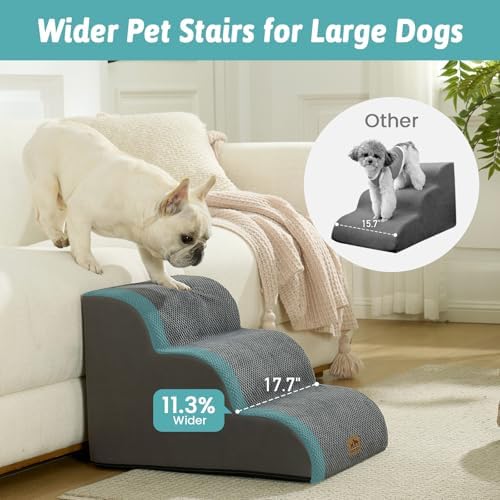 COZY KISS Wide Dog Stairs for Small Dog 15.7" H, 3 Step Pet Ramp for Couch - Image 2