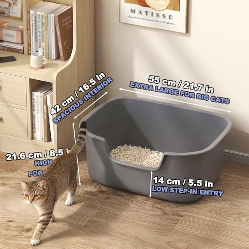 Large Open Cat Litter Box with High Sides, Anti-Splashing - Image 3