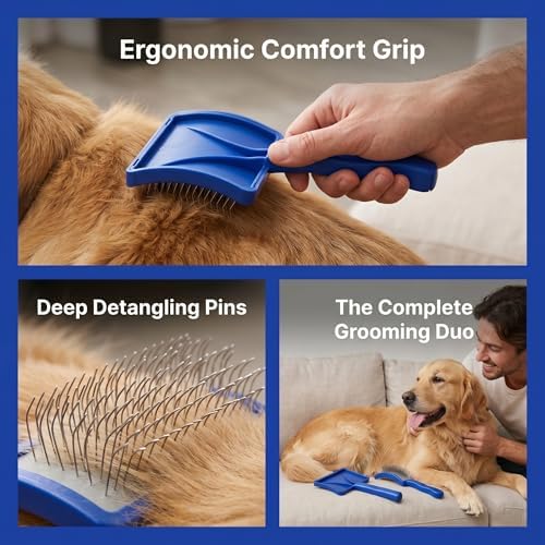 dog undercoat rake, Pet Slicker Brush - Image 2