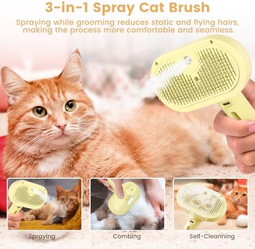 3 in 1 Cat Steam Brush, Pet Spray Hair Removal Comb - Image 5