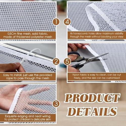 Hosuly Banister Guard Balcony Netting, 6.5 x 3 ft, 1 Set - Image 4