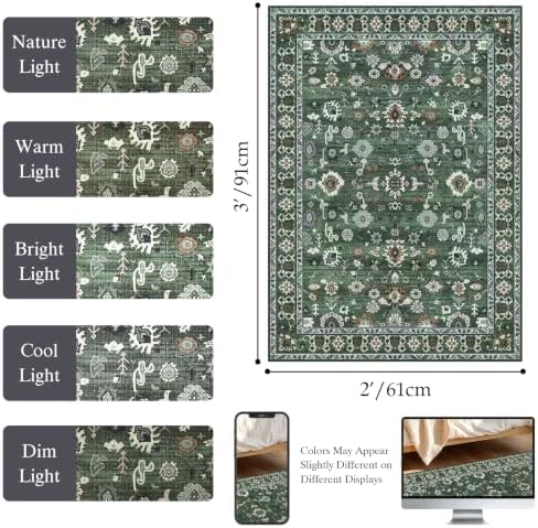 5x5 Rug Soft Washable Non Slip Vintage Mat - Image 2