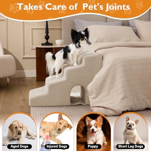 Ahpmeoa Dog Stairs for Bed 19.5’’ H, 4-Step Dog Steps for High Bed - Image 4