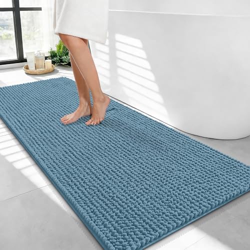 OLANLY Thick Chenille Bathroom Runner Rugs Mats 44x24, Airy Blue by OLANLY