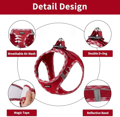 AMTOR Small Dog Harness with Leash Set, No Escape Easy Walk Puppy Harnesses - Image 4