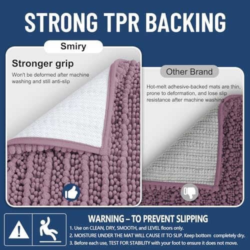 Smiry Bathroom Toilet Rugs U Shaped 24X20, Chenille Bath mats - Image 3