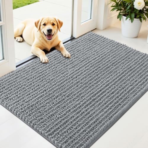 OLANLY Dog Door Mat for Muddy Paws 44x32, Ultra-Absorbent Chenille Mud Mat by OLANLY