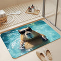 Bathroom Floor Mat, Cute Capybara Bathroom Rugs, Quick Dry Swimming Animal by Unknown