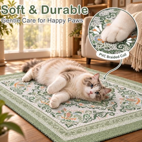 Unicorn Catcher 40"x30" Cat Litter Mat Non-Slip Washable Litter Box Mat - Image 4