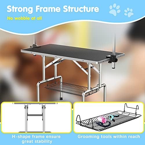 Lyromix 46''Large Dog Grooming Table, Adjustable Cat Drying Desktop - Image 4