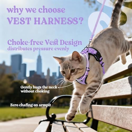 rabbitgoo Cat Harness and Leash Set, Escape Proof Vest, Light Purple - Image 3